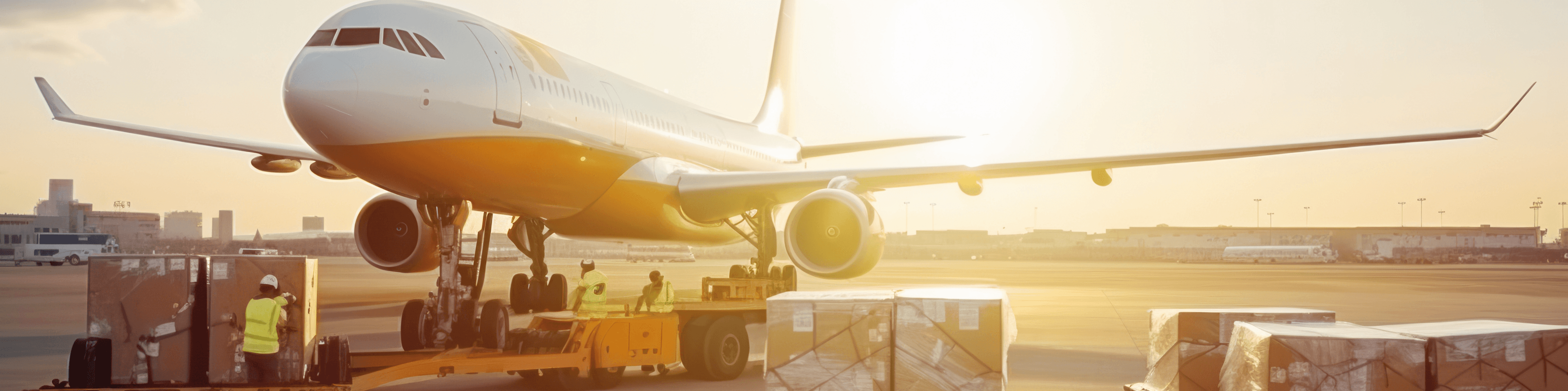 Loading of air cargo containers onto an airplane at the airport, documented by Air Waybill.