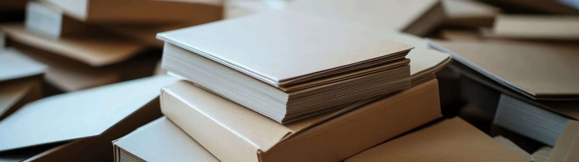 Stacked books beside moving boxes – safely packed in a book box for relocation