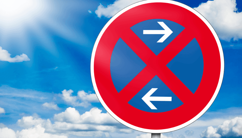 No stopping sign (arrows left/right). Information to apply for a no-parking zone.