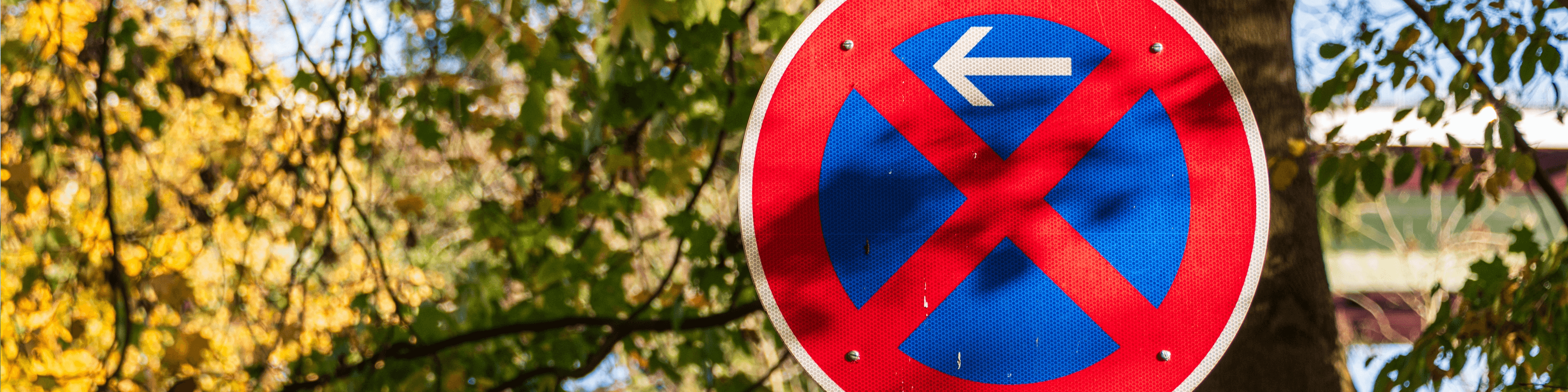 Verkehrsschild „Halteverbot“ im Freien – Halteverbotszone beim Umzug für freie Zufahrt und kurze Wege.