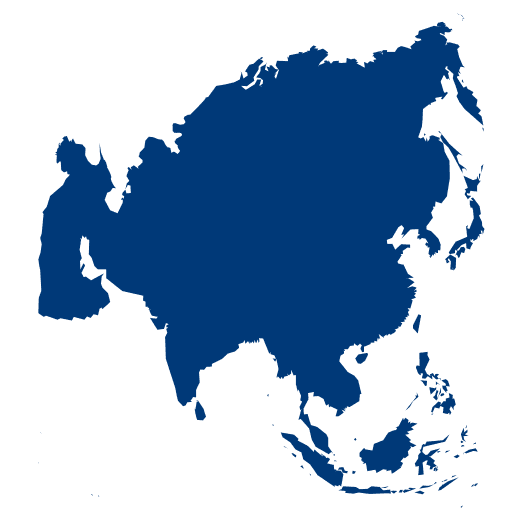 Asia – stylized map symbol for Asian logistics and customs handling