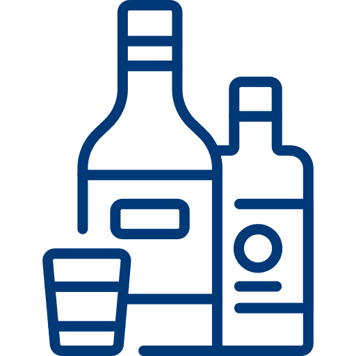 Icon: Flaschen und Glas – Symbol für Drogen und Alkohol