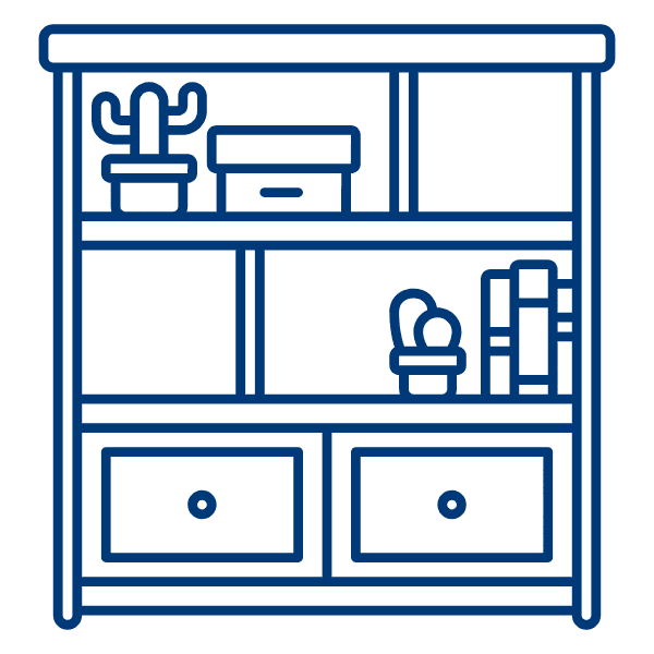 Icon eines Regals als Symbol für Möbelmontage