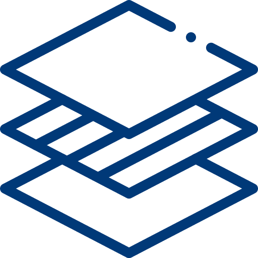 Icon with stacked layers, symbol for processing