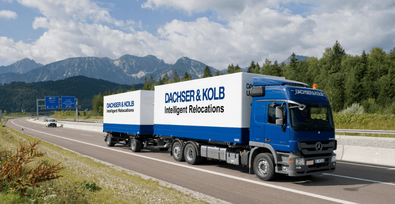 DACHSER & KOLB Umzugs-Lkw auf Autobahn – Symbolbild für Qualitäts-Standards vermitteln und überwachen