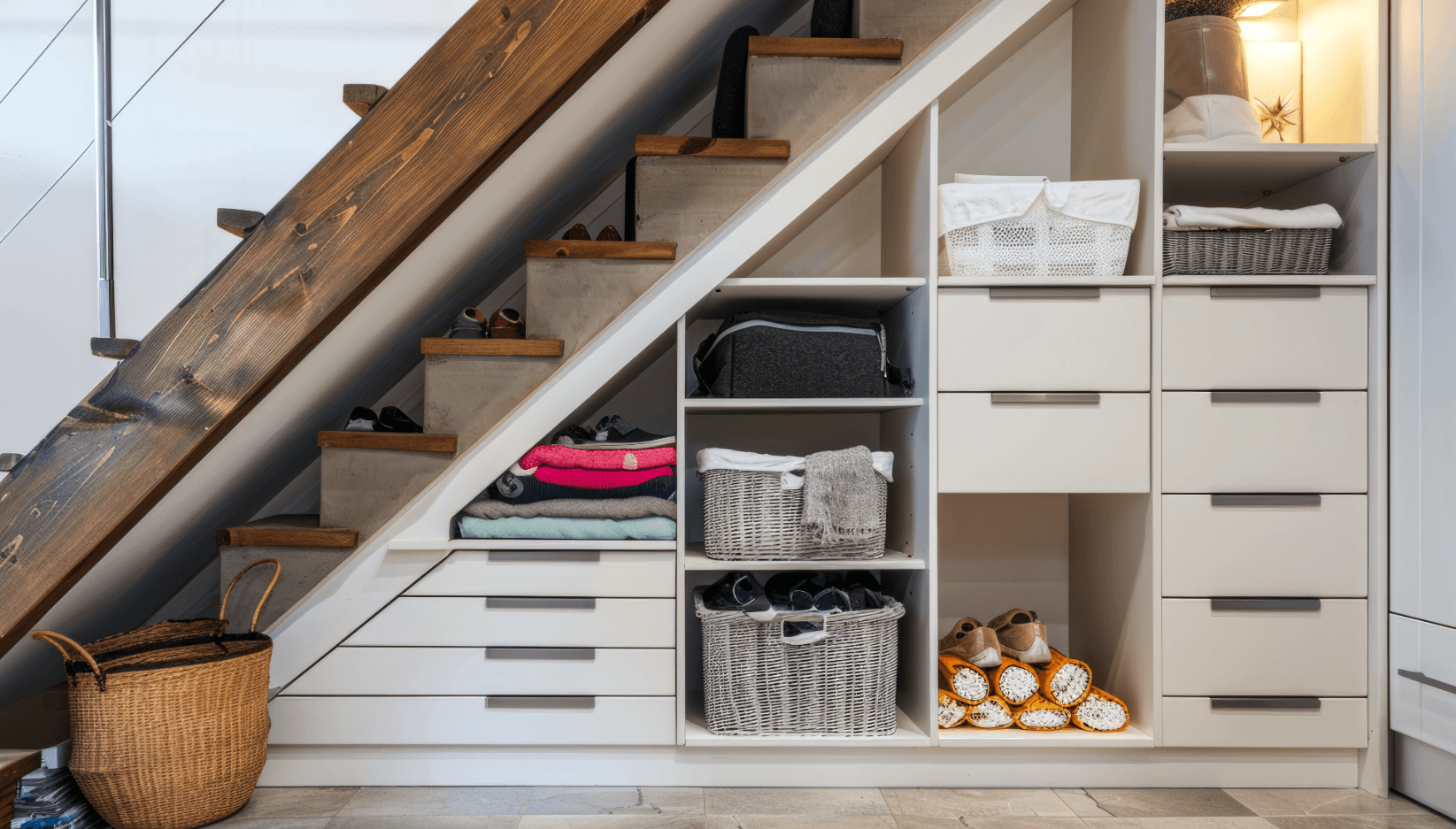 Cleverer Stauraum unter Treppe – ideal zur Platzersparnis beim Umzug in eine kleinere Wohnung