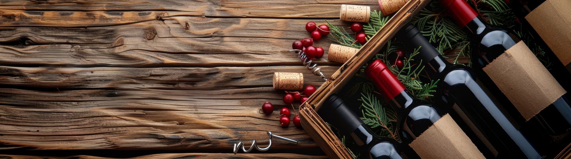 Wine carton with bottles in cardboard dividers on wooden table – securely packed for transport and storage