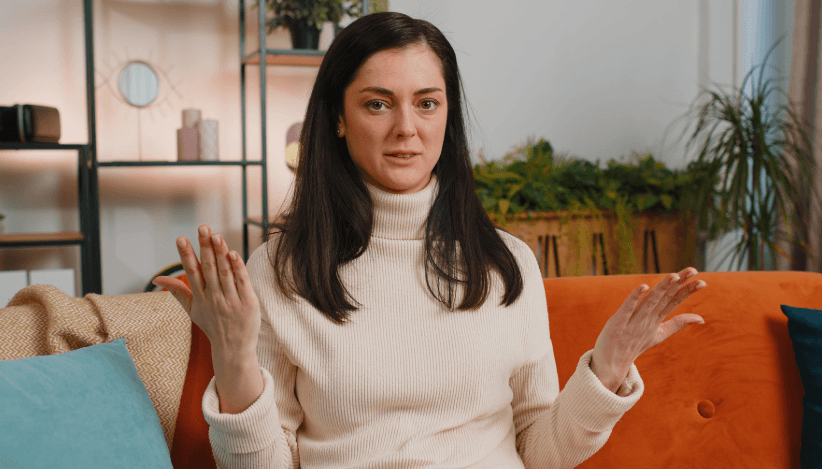 Apartment application: Woman prepares for questions during viewing interview