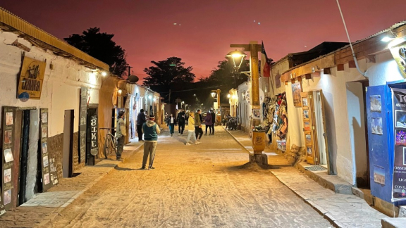 Safety in Chile: A street in San Pedro de Atacama at dusk