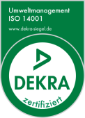 The DEKRA ISO 14001 environmental management seal as proof of sustainable and ESG-compliant corporate relocations with DACHSER & KOLB.