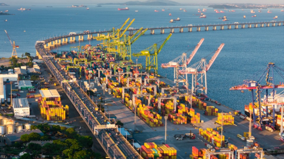 Handling of ocean containers at the Port of Rio de Janeiro for subsequent inland transportation during a move to Brazil with DACHSER & KOLB.