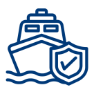 Icon: ship with check shield – determine tailored transport insurance