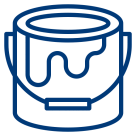 Icon: paint bucket with coating – symbol for paints and varnishes