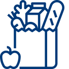Icon: grocery bag with food – symbol for food and animal products