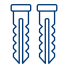Icon with two wall plugs symbolizing dowel work